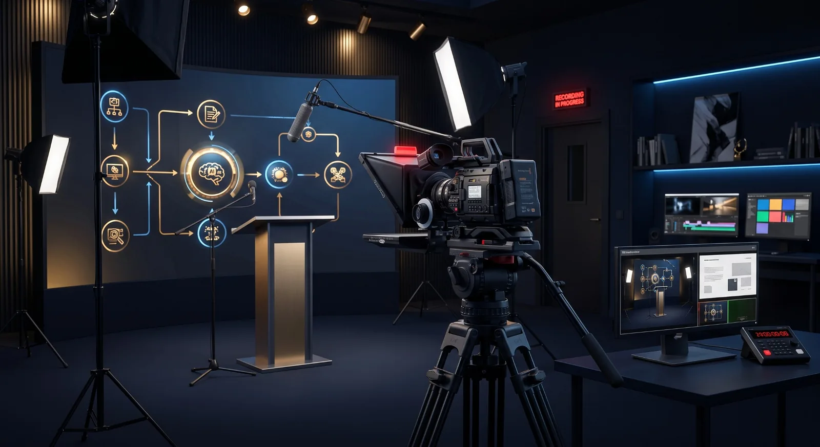 אולפן הקלטה מקצועי של קורס AI Content Studio